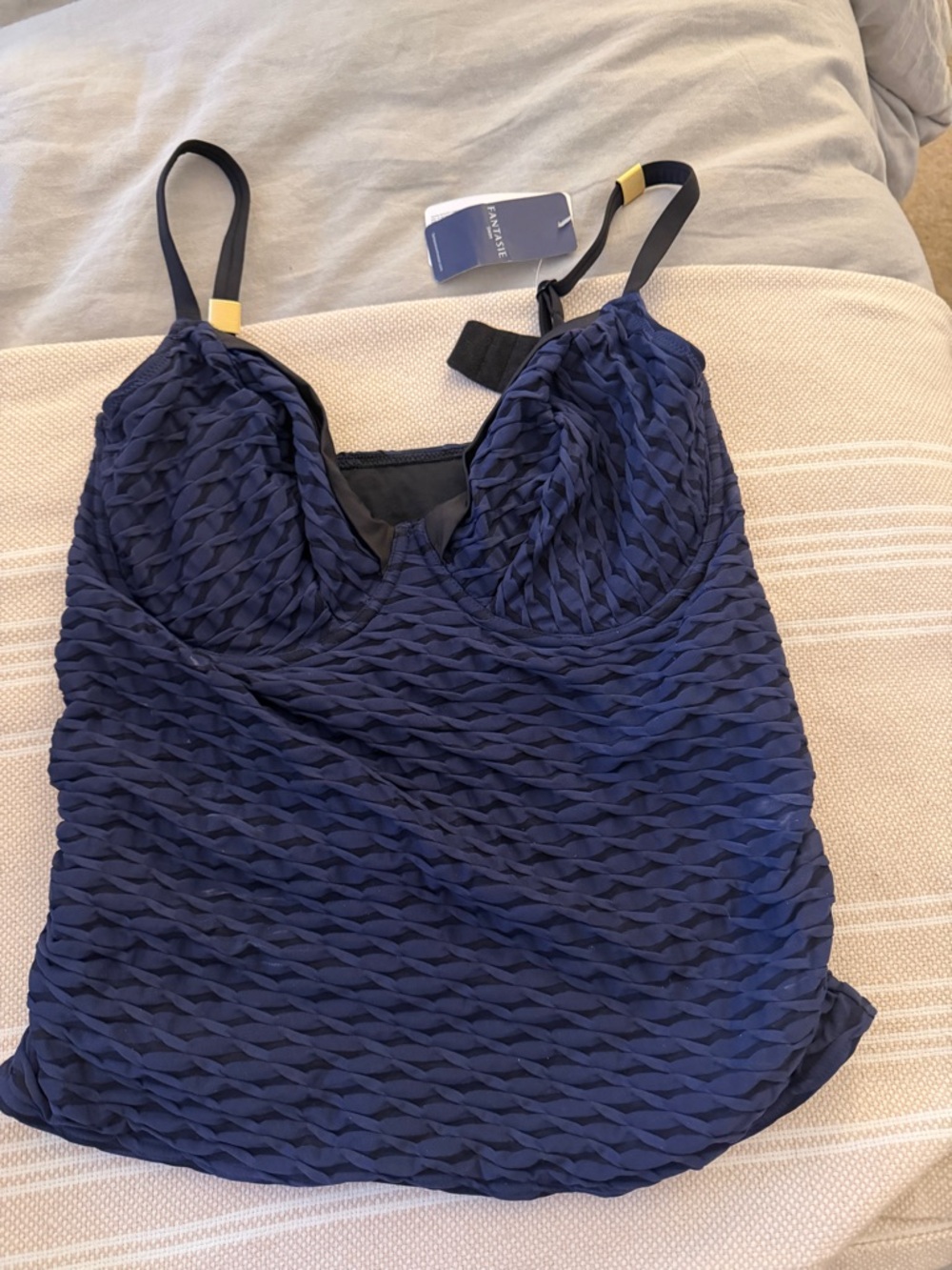 Fantasie Navy Textured Tankini Swim Top
